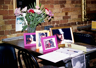Torvald's photo albums at his memorial gathering (photo: Dharm Makwana)